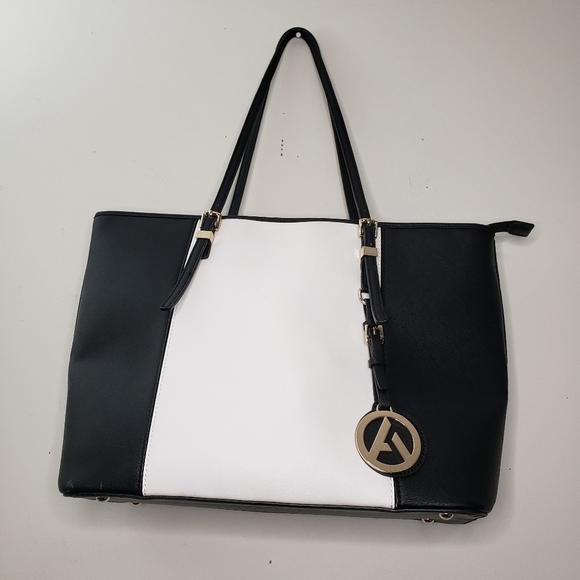 Black & White Large Tote Handbag - Picture 2 of 7